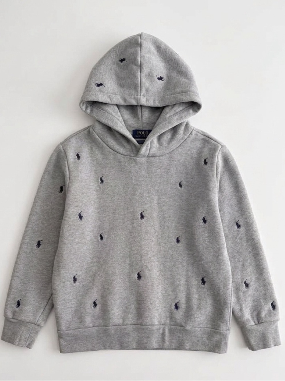 Polo Ralph Lauren Kids' Grey Hooded Sweatshirt with Pony All-Over Embroidered